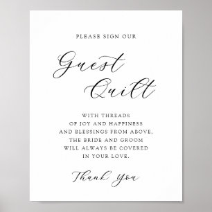 Elegant Calligraphy Wedding Guest Quilt Sign