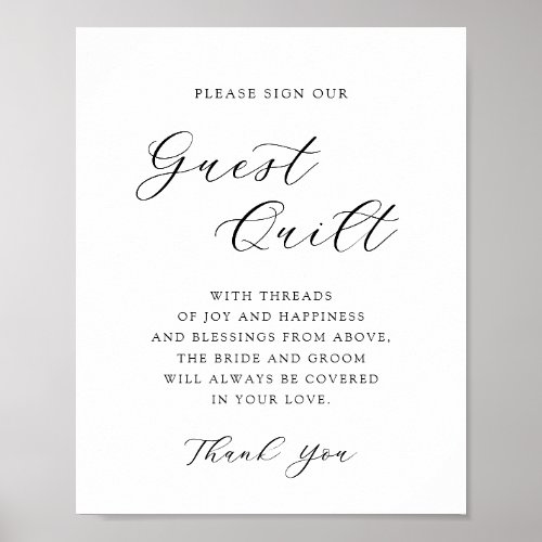Elegant Calligraphy Wedding Guest Quilt Sign