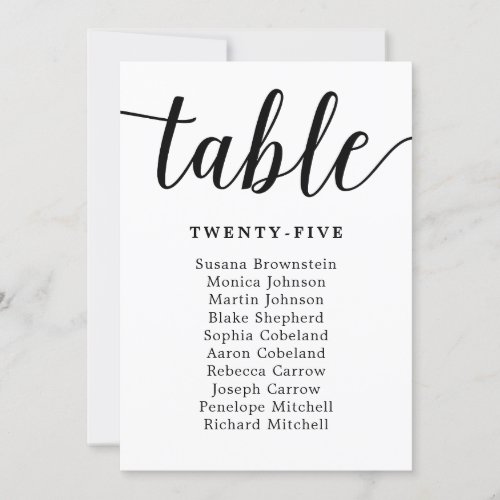 Elegant Calligraphy Wedding Guest Seating Card