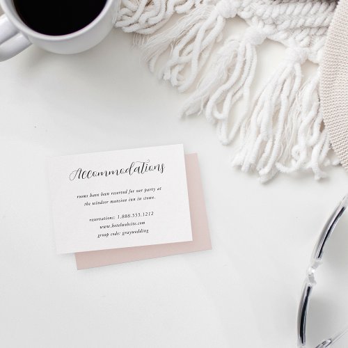 Elegant Calligraphy Wedding Hotel Accommodations Enclosure Card