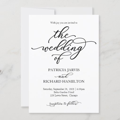 Elegant Calligraphy Wedding Invitation | Zazzle