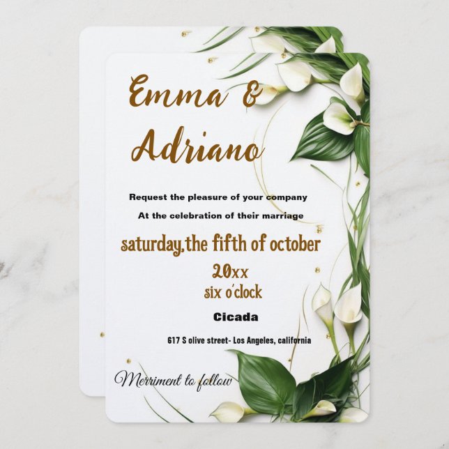 Elegant calligraphy wedding invite (Front/Back)