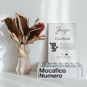 Elegant calligraphy wedding Jenga guestbook