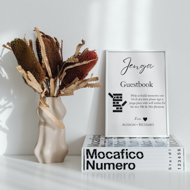Elegant calligraphy  wedding Jenga guestbook (Creator Uploaded)