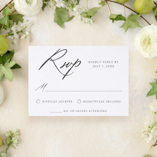 Elegant Calligraphy Wedding Letterpress RSVP Cards