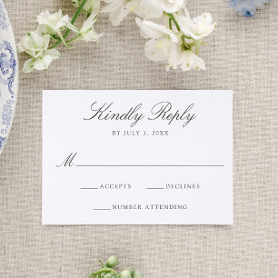 Elegant Calligraphy Wedding Letterpress RSVP Cards