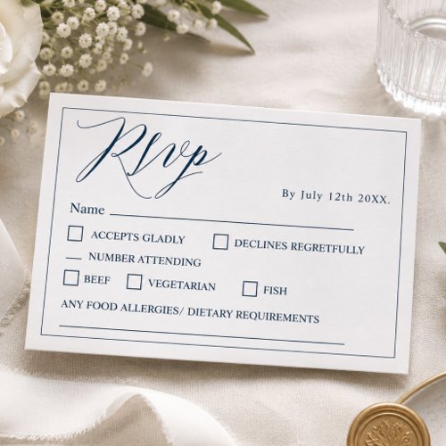 Elegant Calligraphy Wedding Letterpress RSVP Cards