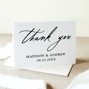 Elegant Calligraphy Wedding Letterpress Thank You Card