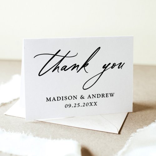 Elegant Calligraphy Wedding Letterpress Thank You Card