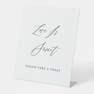 Elegant Calligraphy Wedding Love is Sweet Pedestal Sign