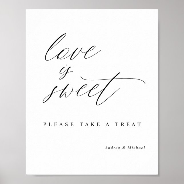 Elegant Calligraphy Wedding Love is Sweet Sign (Front)