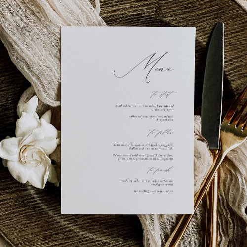 Elegant Calligraphy Wedding Menu Card