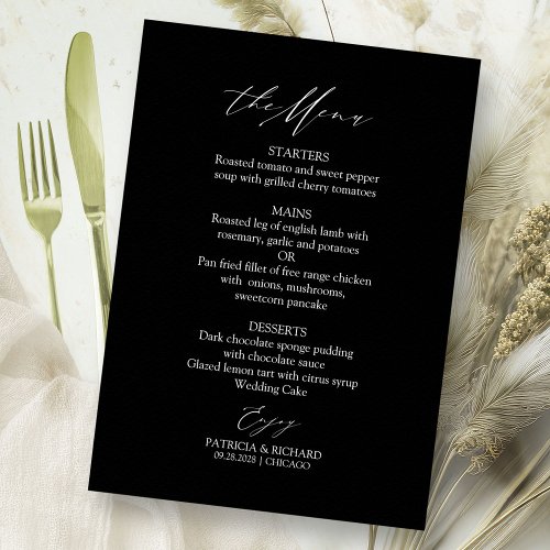 Elegant Calligraphy Wedding Menu Card