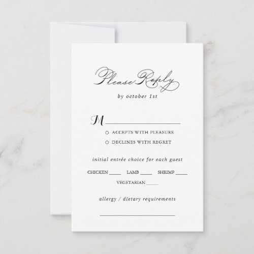 Elegant Calligraphy Wedding Menu Choice RSVP