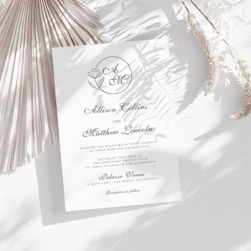 Elegant Calligraphy Wedding Monogram  Invitation