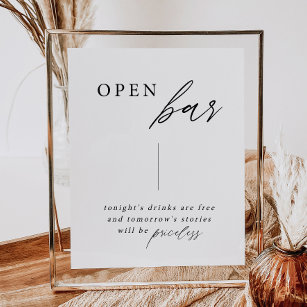 Elegant Calligraphy Wedding Open Bar Drinks Sign