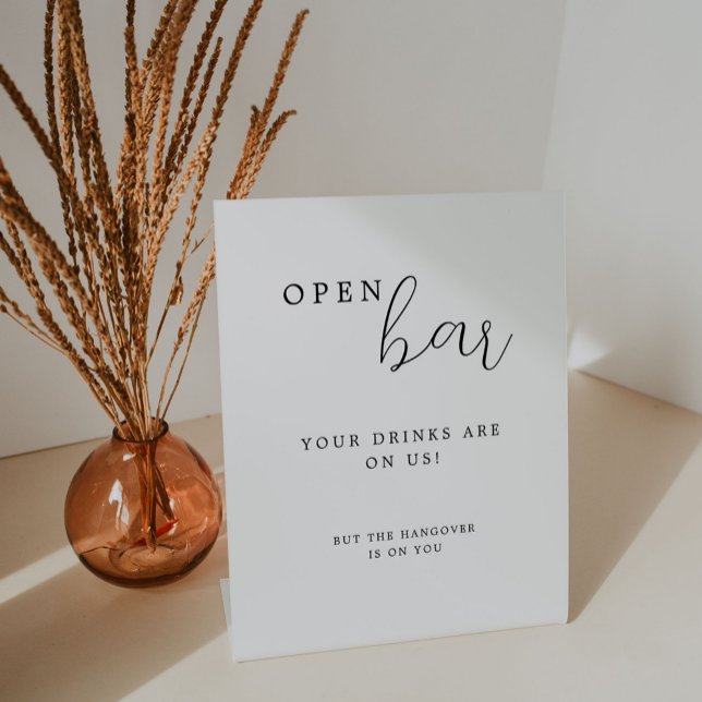 Elegant Calligraphy Wedding Open Bar Table Sign (Creator Uploaded)