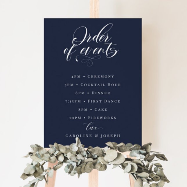 Elegant Calligraphy Wedding Order of Events Foam B Board (Creator Uploaded)