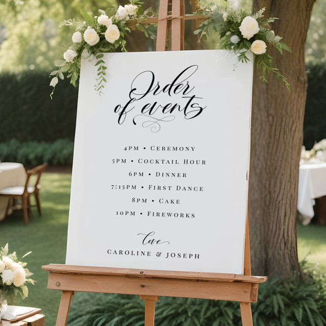 Elegant Calligraphy Wedding Order of Events Foam Board (Creator Uploaded)