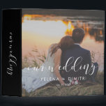 Elegant calligraphy wedding photo album binder<br><div class="desc">Keep your most precious wedding day memories in this binder. Fully customizable with your favorite wedding photo,  custom text or message,  and favorite colors.</div>