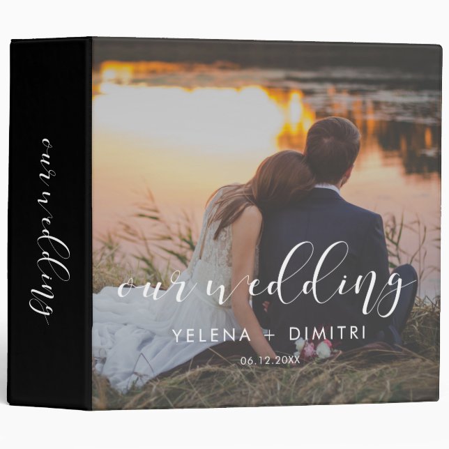 Elegant calligraphy wedding photo album binder (Front/Spine)