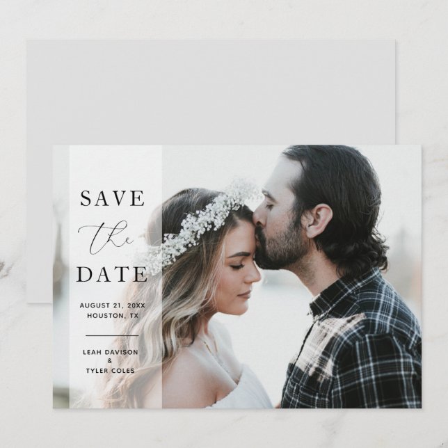 Elegant Calligraphy Wedding Photo Save the date  (Front/Back)
