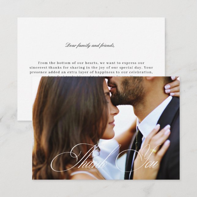 Elegant Calligraphy Wedding Photo Thank You Card (Front/Back)