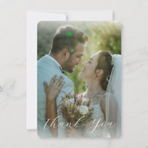 Elegant Calligraphy Wedding Photo Thank You Card