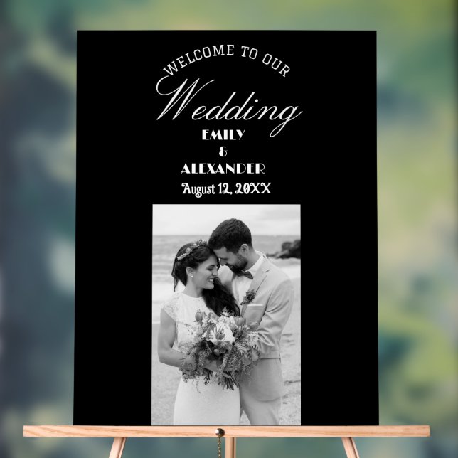 Elegant Calligraphy Wedding Photo Welcome Acrylic Sign (Neutral)
