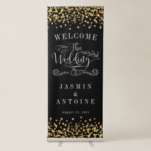 Elegant Calligraphy Wedding Photo Welcome  Retract Retractable Banner