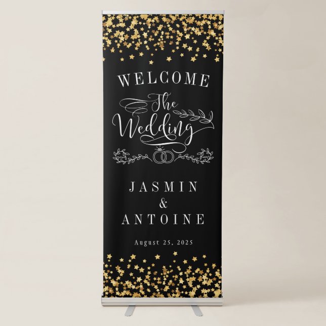 Elegant Calligraphy Wedding Photo Welcome  Retract Retractable Banner (Front)