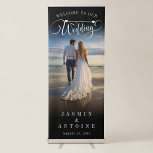 Elegant Calligraphy Wedding Photo Welcome  Retract Retractable Banner
