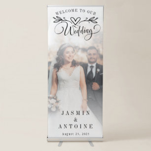Elegant Calligraphy Wedding Photo Welcome  Retract Retractable Banner