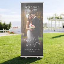 Elegant Calligraphy Wedding Photo Welcome Retracta