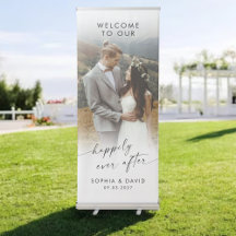 Elegant Calligraphy Wedding Photo Welcome Retracta