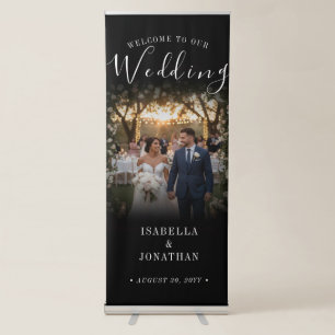 Elegant Calligraphy Wedding Photo Welcome Retractable Banner