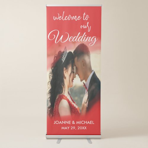 Elegant Calligraphy Wedding Photo Welcome Retractable Banner