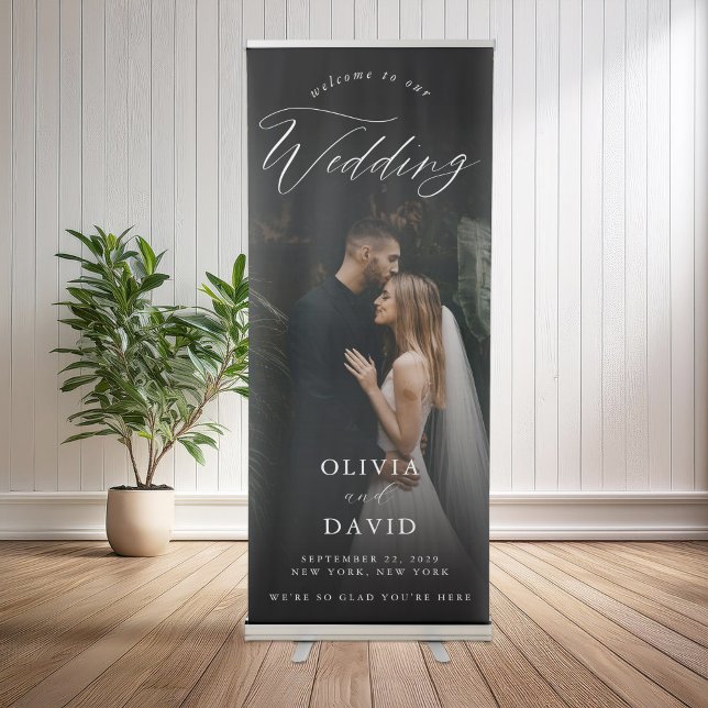Elegant Calligraphy Wedding Photo Welcome Retractable Banner (Creator Uploaded)