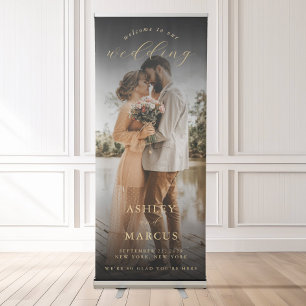 Elegant Calligraphy Wedding Photo Welcome Retractable Banner