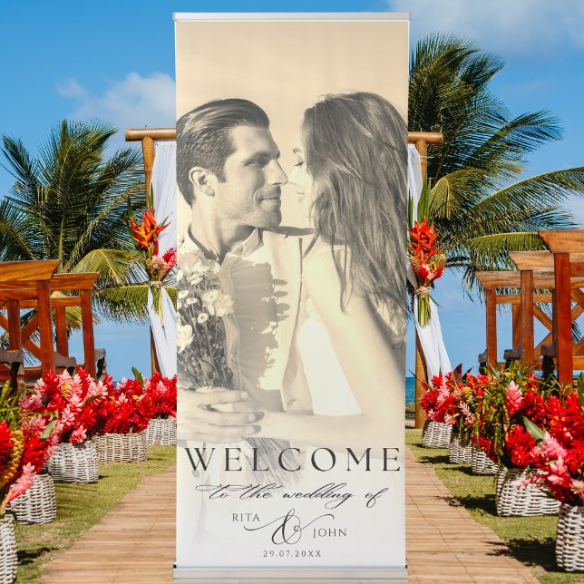 Elegant Calligraphy Wedding Photo Welcome Retractable Banner (Creator Uploaded)