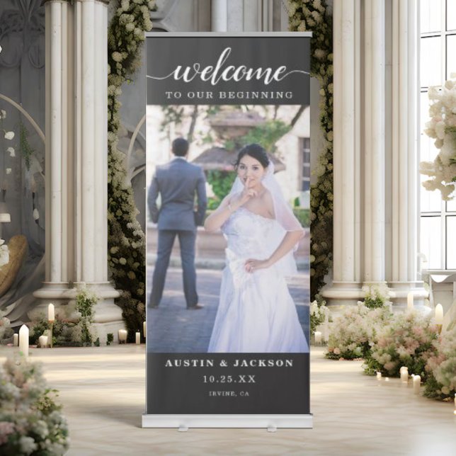 Elegant Calligraphy Wedding Photo Welcome  Retractable Banner (Creator Uploaded)