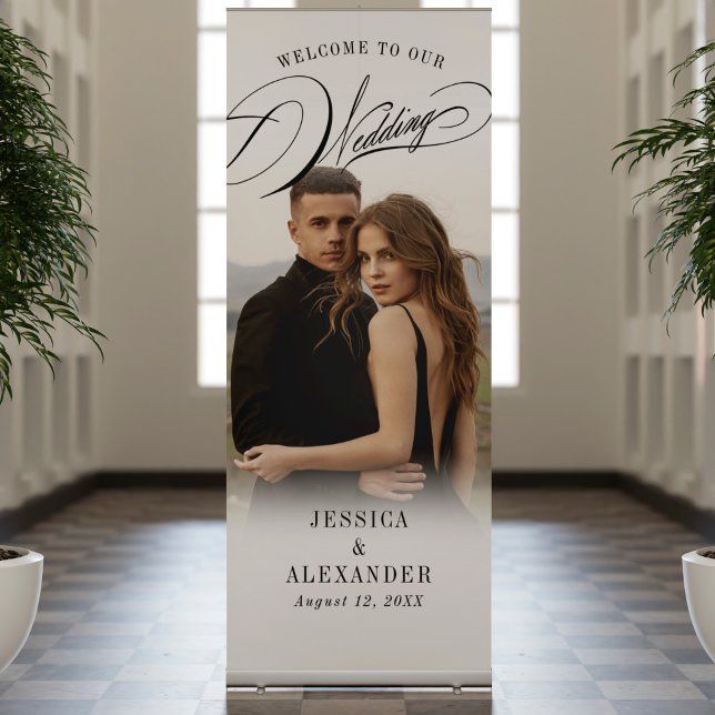 Elegant Calligraphy Wedding Photo Welcome Retractable Banner (Creator Uploaded)
