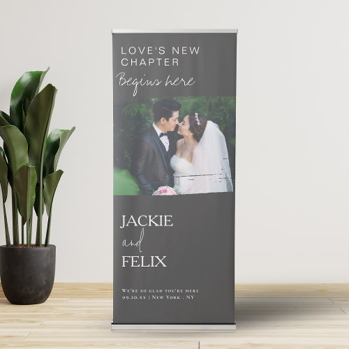 Elegant Calligraphy Wedding Photo Welcome Retractable Banner