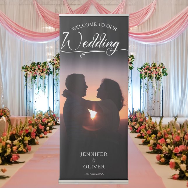 Elegant Calligraphy Wedding Photo Welcome Retractable Banner (Creator Uploaded)