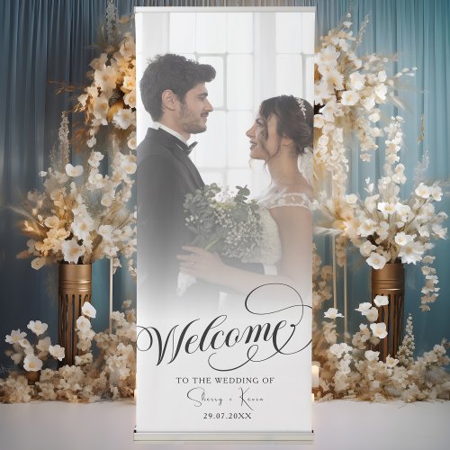 Elegant Calligraphy Wedding Photo Welcome Retractable Banner