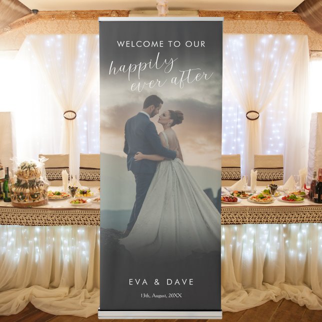 Elegant Calligraphy Wedding Photo Welcome Retractable Banner (Creator Uploaded)