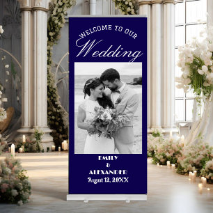 Elegant Calligraphy Wedding Photo Welcome Retractable Banner