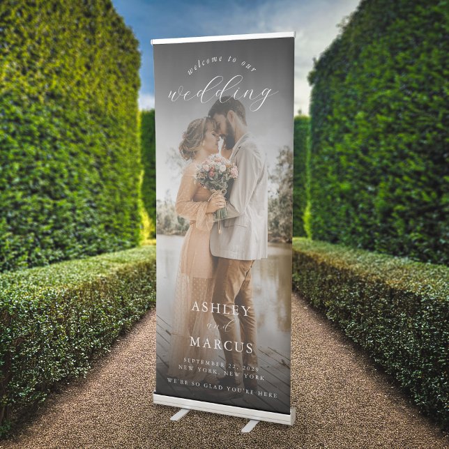 Elegant Calligraphy Wedding Photo Welcome Retractable Banner (Creator Uploaded)