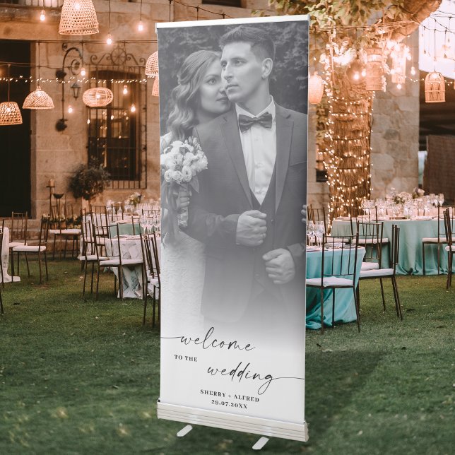 Elegant Calligraphy Wedding Photo Welcome Retractable Banner (Creator Uploaded)