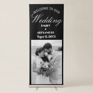Elegant Calligraphy Wedding Photo Welcome Retractable Banner